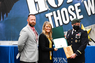 Pictured from left to right: Jason Rice, Senior Director of Driver Recruiting, Covenant Transport, Joey Ballard, Human Resource Manager, & LTC David Hensel, Atlanta Recruiting BN