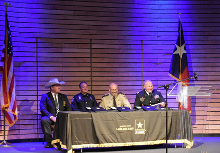 Pictured from left to right: Randall County Sheriff, Christopher Forbis, Amarillo Police Chief, Martin Birkenfeld, Potter County Sheriff, Brian Thomas, and the Oklahoma City Army Recruiting Battalion Commander, LTC Jacob Cecka