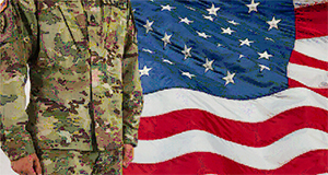 Soldier and flag graphic