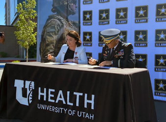 Sara Sherer, Chief Human Resources Officer, University of Utah Health and LTC Raphael Vasquez, Battalion commander, Salt Lake City Battalion