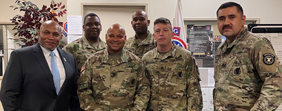 Green Valley Recruiting Station; Pictured from left to right: John Delk, PaYS Marketing Analyst, SSG Richard Callaway, SFC Ronald Clinton, Station Commander, SFC Vincent Dyer, SSG Bernardo Camarena, SSG Emanuel Rodriguez 