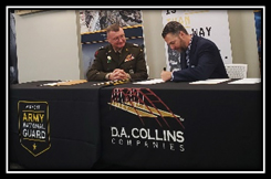 MG Gregory Knight, Adjutant General, Vermont Army National Guard and David Collins, Owner/ CEO, D.A. Collins Construction Co, Inc. sign the PaYS Ceremonial Partnership Certificate