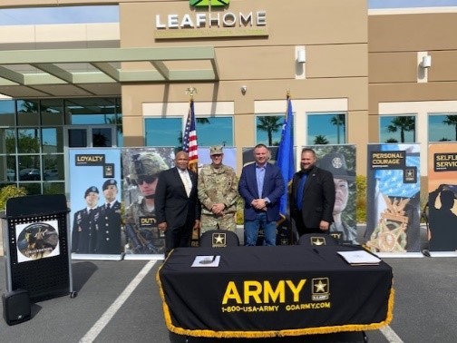 Left to Right: John Delk Army PaYS Market Analyst, LTC John D. Lamkin, Mr. Nicholas Busse, Andrew Holbert.