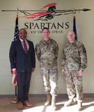 PaYS Marketer Samuel Armstrong, LTC Jeremy Duffy, Commander and CSM Bryan Douglas.