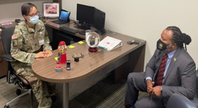 MAJ Latonya Martin, Operations Officer, and Samuel Armstrong, PaYS Marketer