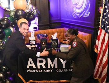 Mr. Justin Cecchini, Senior Operations Manager, Security Service Specialist and LTC Natasha Clarke, New England Recruiting Battalion Commander take a pose after the completion of a successful PaYS Signing Ceremony  