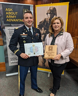 CPT Joshua Dragnett, Commander, Shreveport Army Recruiting Company and Mayor Staci Mitchell of the City of West Monroe