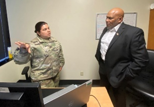 PaYS Marketer, John Delk discussing the PaYS Program with SSG Zamora, Southern California Recruiting Battalion Social Media Specialist 