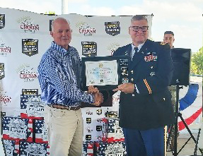 Schipp Johnston, Owner, Southern Crown Partners, LLC proudly displays the PaYS Certificate of Participation with LTC Teddy Call, Commander, SCARNG RRB.