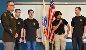 Future Soldiers shared the stories as to why they joined the Army to GEN Paul E. Funk II and ceremony attendees.