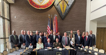 South Carolina's Governor Henry McMaster, Lieutenant Governor Pamela S. Evette, members of the governor's cabinet, and TRADOC Commanding General, GEN Paul E. Funk II 
