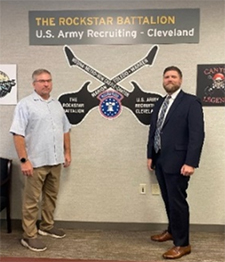 Greg Becker, Chief of Advertising and Public Affairs for the Cleveland Army Recruiting Battalion and PaYS Marketing Analyst Davin Bentley.