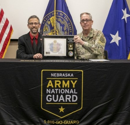 MG Bohac, TAG, NEARNG presents the PaYS Certificate of Participation Plaque to Michael Walkowiak, SHRBP, Molex, LLC.