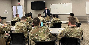 PaYS Marketing Analyst Travis Carter briefs Wyoming ARNG Soldiers on the benefits of the PaYS Program.