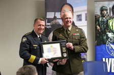 (l-r) Chief Schierbaum and BG John Gentry, GAARNG, with the Ceremonial PaYS Plaque. (l-r) Chief Schierbaum and BG John Gentry, GAARNG, with the Ceremonial PaYS Plaque.