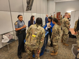 Soldiers interacted with vendors to learn of job opportunities that interest them. Soldiers interacted with vendors to learn of job opportunities that interest them.