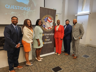 PaYS team members from (l-r), Thomas Parker, Project Lead, Crancena Ross, Marketing Analyst, Velvett Jenkins, Social Media Coordinator, LaQuyin Brock, Senior Marketer, Travis Carter, Marketing Analyst, Antonio Johnson, Program Manager