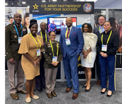 (l-r) COL David Grant, Velvett Jenkins, LaQuyin Brock, MSG Melody Pavur, Antonio Johnson, Crancena Ross, Matthew Green, MSG Lorena Wilson 