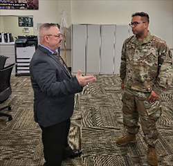 (l-r) Raymond Snow and SSG Nathan Walker discussed PaYS updates and potential partners. (l-r) Raymond Snow and SSG Nathan Walker discussed PaYS updates and potential partners.