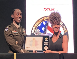 BG Amanda Azubuike, Deputy Commanding General, U.S. Army Cadet Command and Ms. Treese Kachel, Director of Marketing, DTLR BG Amanda Azubuike, Deputy Commanding General, U.S. Army Cadet Command and Ms. Treese Kachel, Director of Marketing, DTLR