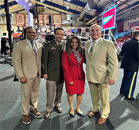 (l-r) Mr. Samuel Armstrong, Army National Guard Marketer East, LTC Clint Gutierrez, Baltimore Army Recruiting Battalion, Ms. Crancena Ross, 1st BDE Army PaYS Marketer and Mr. Terry Wiley, Civilian Aide Secretary Army (CASA), State of Delaware.
