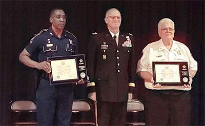 (l-r) COL. Lamar Davis, Louisiana State Police; MG Keith Waddell, LANG TAG; Fire Marshal Daniel Wallis; Louisiana State Fire Marshal, pose with the PaYS Ceremonial Plaques.