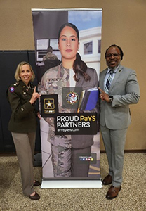 (l-r) LTC Crystal Jones, CDR, Kansas City Recruiting BN and Samuel Armstrong (l-r) LTC Crystal Jones, CDR, Kansas City Recruiting BN and Samuel Armstrong