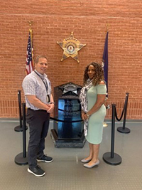 David Nye and Ms. Crancena Ross at the Alexandria Sheriff’s Department. David Nye and Ms. Crancena Ross at the Alexandria Sheriff’s Department.