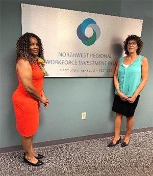 L to R - Ms. Crancena Ross, PaYS, and Ms. Pamela LaRosa, Director, One Stop Workforce Operations L to R - Ms. Crancena Ross, PaYS, and Ms. Pamela LaRosa, Director, One Stop Workforce Operations