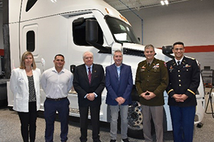 US Army and TransChicago Truck Group are (left to right); Ms. Gloria Wunschel, Director of Human Resources, TransChicago Truck Group, Mr. Derek Zeluff, Recruitment Business Partner, TransChicago Truck Group, Mr. Steve Herman, Civilian Aide to the Secretary of the Army, Mr. Joe Cleary, Chief Operating Officer TransChicago Truck Group, LTC David Culver, Chicago Recruiting Battalion Commander, CPT Vaugn Johnson, Operations Officer Chicago Recruiting Battalion.