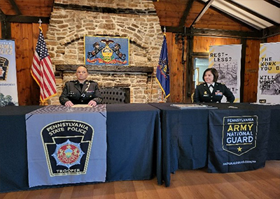 (l-r) LTC Joanne Reed, Deputy Commissioner of Staff, Pennsylvania State Police and BG Laura McHugh, Deputy Adjutant General, Pennsylvania Army National Guard (l-r) LTC Joanne Reed, Deputy Commissioner of Staff, Pennsylvania State Police and BG Laura McHugh, Deputy Adjutant General, Pennsylvania Army National Guard
