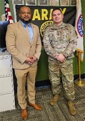 Fleming poses with a SFC Justin Mejia, Recruiter, Columbus Recruiting Station