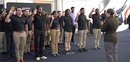 LTG Gervais swears in 25 Future Soldiers at the Delta Flight Museum LTG Gervais swears in 25 Future Soldiers at the Delta Flight Museum