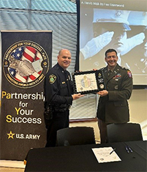 Steve Drew, Chief of Police, Newport News Police Department and LTC Bowe Averill, Commander, Richmond Recruiting Battalion with the PaYS participation plaque.