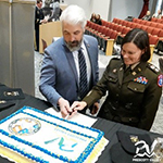 LTC Tammy Bogart and Mayor Kell Palguta cut the ceremonial cake LTC Tammy Bogart and Mayor Kell Palguta cut the ceremonial cake