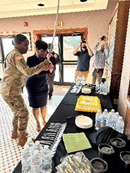 Cutting the ceremonial cake