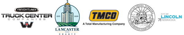 Truck Center Companies, City of Lincoln, Lancaster County, City of Omaha, and TMCO logos