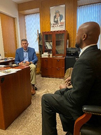 Frank McNeil meets Denver Recruiting Battalion Commander, Johnathan Fornes Frank McNeil meets Denver Recruiting Battalion Commander, Johnathan Fornes