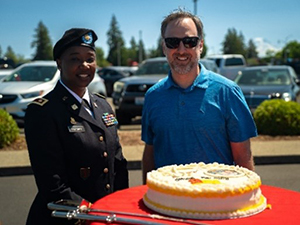 MAJ Norman and Mr. Prothero before the cake cutting reception MAJ Norman and Mr. Prothero before the cake cutting reception