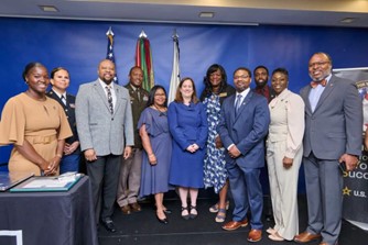 (l - r) Velvett Jenkins, MSG Wilson, Antonio Johnson, COL Thomas, CASA Nancy Jean-Louis (Virginia- North), Dr. Schaefer, CASA Lillian Dixon, (Washington DC), Thomas Parker, Javell Bullard, LaQuyin Brock, and Samuel Armstong. (l - r) Velvett Jenkins, MSG Wilson, Antonio Johnson, COL Thomas, CASA Nancy Jean-Louis (Virginia- North), Dr. Schaefer, CASA Lillian Dixon, (Washington DC), Thomas Parker, Javell Bullard, LaQuyin Brock, and Samuel Armstong.