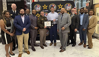 The PaYS Marketing Team join LTG Francis, Mr. Saunders, CASA Mike Flanagan, and Richard Edwards, Chief of Police, City of Richmond Police Department following the ceremony. The PaYS Marketing Team join LTG Francis, Mr. Saunders, CASA Mike Flanagan, and Richard Edwards, Chief of Police, City of Richmond Police Department following the ceremony.