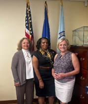 Crancena Ross joined by Mayor Elinor Carbone and Denise Korpiewski