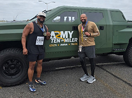 Victor Fleming and Antonio Johnson celebrate their finish