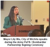 Mayor Lily Wu speaks during the ceremony