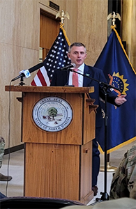 Governor Kelly Armstrong gives remarks during the PaYS ceremony Governor Kelly Armstrong gives remarks during the PaYS ceremony