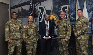 Alfredo Harris with CPT Getahun, MAJ Behm, LTC Revel and CSM McBride of the Northern California Recruiting Battalion
