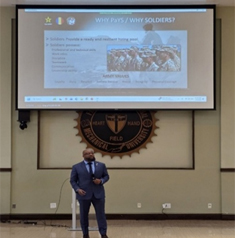 Victor shares Army PaYS career opportunities with FAMU ROTC cadets