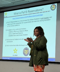 Crancena Ross briefing Albany Recruiting Battalion 