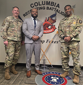 Columbia recruiting BN leadership team LTC Grabowski, Marketer Victor, and CSM Maddox had a great talk on PaYS