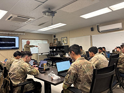 LTC Babcock, Cal Fullerton ROTC commander briefing his Cadets on Army PaYS LTC Babcock, Cal Fullerton ROTC commander briefing his Cadets on Army PaYS